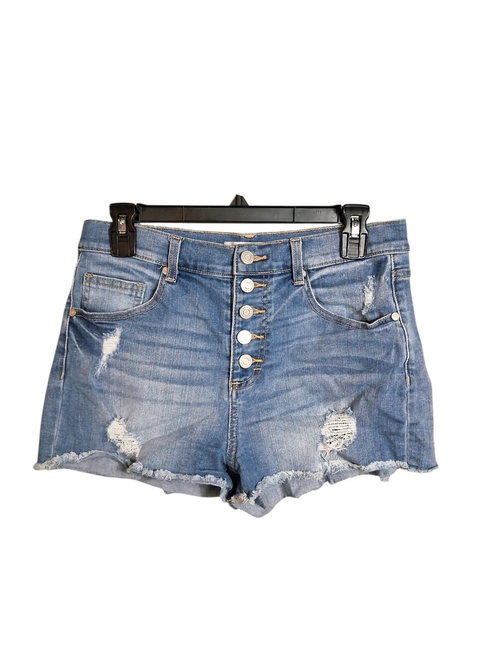 Refuge High Rise Button Fly Distressed Denim Shorts Size 6